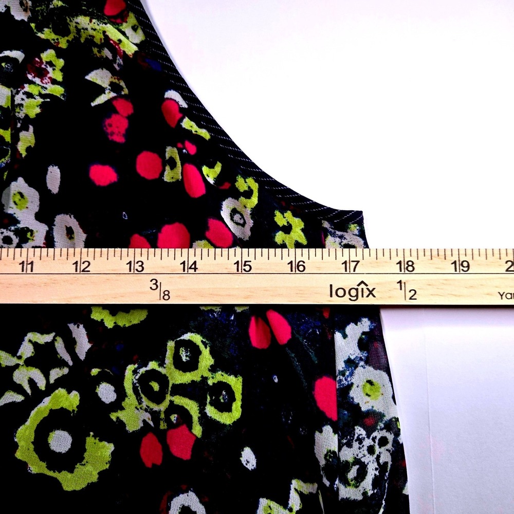 Rachel Roy Dress Tie Neck Floral Print Sleeveless Navy L W/Pockets Whimsical - Picture 10 of 12